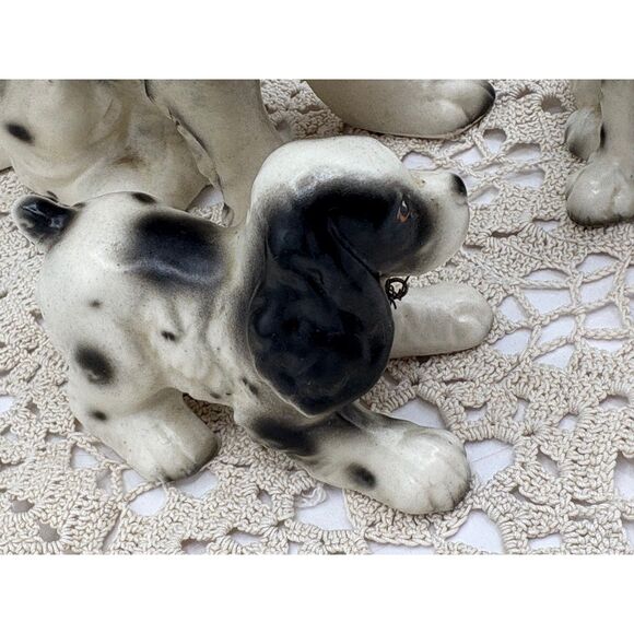 Large Vintage Springer Spaniel Cocker Set of 3 Mom and Puppies Black White - Picture 6 of 6